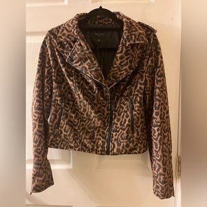 Romeo and Juliet Couture leopard print moto jacket